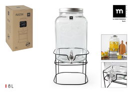 Inde Tarro Dispensador con Grifo 8L con Soporte de Metal, 21,2 cm (Ancho) x 37,8 cm (Alto) x 21,1 cm (Largo) (4 Unidades)