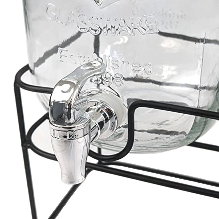 Inde Tarro Dispensador con Grifo 8L con Soporte de Metal, 21,2 cm (Ancho) x 37,8 cm (Alto) x 21,1 cm (Largo) (4 Unidades)