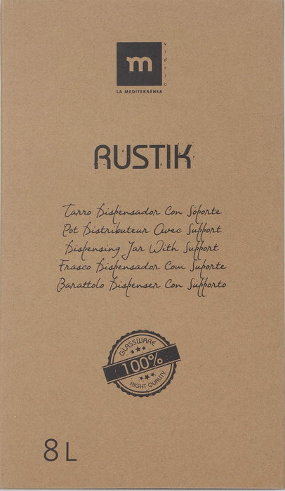 Inde Tarro Dispensador con Grifo 8L con Soporte de Metal, 21,2 cm (Ancho) x 37,8 cm (Alto) x 21,1 cm (Largo) (4 Unidades)