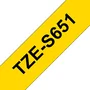 Brother TZE-S651 Cinta Laminada para Rotuladora/Impresora de Etiquetas TZ, Texto Negro sobre Fondo Amarillo, 24 mm x 8 m, 1 Unidad