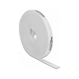 DeLOCK Cinta de gancho y bucle en rollo 10 m x 15 mm blanco