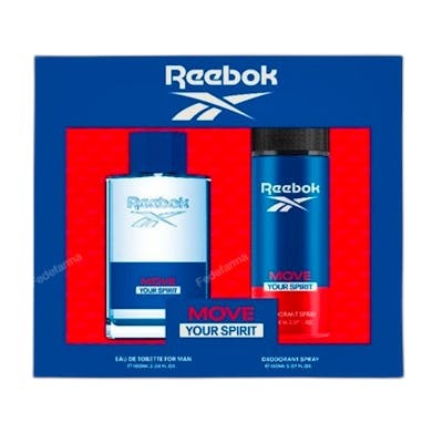 Reebok Move Your Spirit Men Lote - Set Regalo Hombre de 2 Piezas: Eau de Toilette 100 ml + Desodorante 150 ml - Fragancia Oriental Especiada Reebok Move Your Spirit Men Lote - Set Regalo Hombre de 2 Piezas: Eau de Toilette 100 ml + Desodorante 150 ml - Fragancia Oriental Especiada