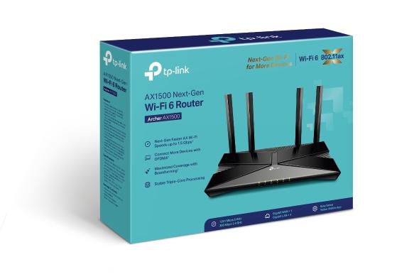 TP-Link Archer AX1500 Router WiFi 6 Dual-band (5GHz, 2.4GHz) IEEE 802.11ax/ac/n/a/b/g hasta 1.5 Gbps