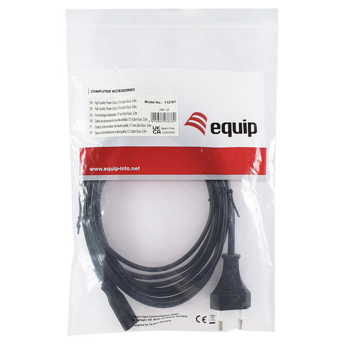 EQUIP Cable de alimentación C7 a 2 pines de 3m, Negro EQUIP Cable de alimentación C7 a 2 pines de 3m, Negro
