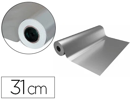 BASIKA Papel de Regalo Metalizado Plata Bobina 31 cm x 80 m