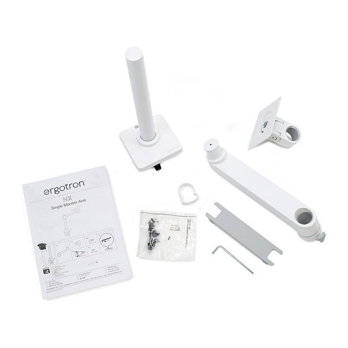 Ergotron Brazo para Monitor NX Series - Soporte VESA 100x100/75x75 mm, Pantalla hasta 34" (86.4 cm), 8 kg, Ajuste de Altura y Rotación 360°, Color Negro/Blanco