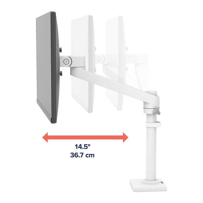 Ergotron Brazo para Monitor NX Series - Soporte VESA 100x100/75x75 mm, Pantalla hasta 34" (86.4 cm), 8 kg, Ajuste de Altura y Rotación 360°, Color Negro/Blanco