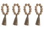 DKD Home Decor Set de 4 Servilleteros de Acacia y Yute Bolas