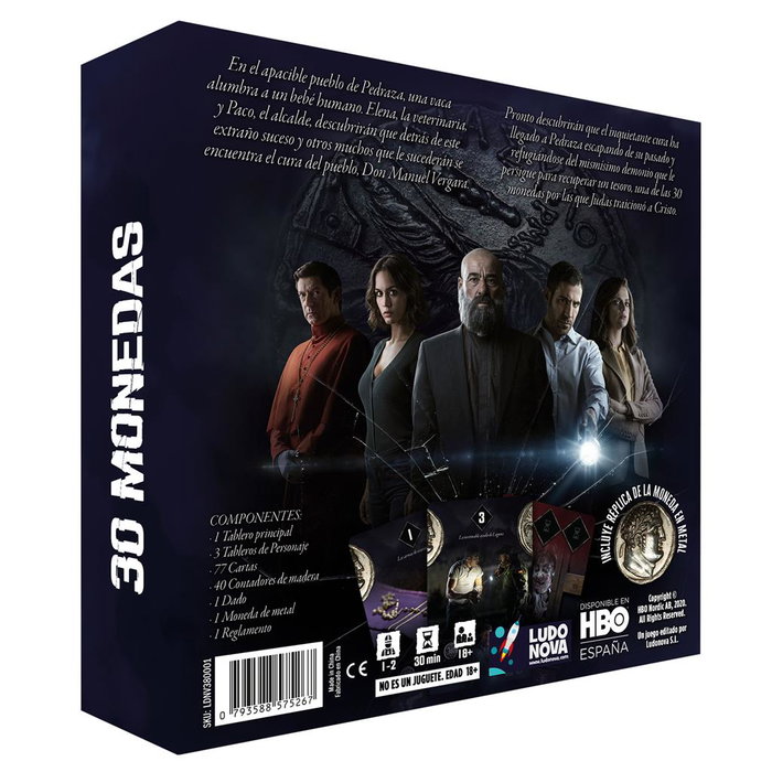 Maldito Games 30 Monedas Juego de mesa cooperativo (basado en la serie) para 1-2 jugadores, a partir de 14 años, misterio e investigación, PEGI 14, versión ES