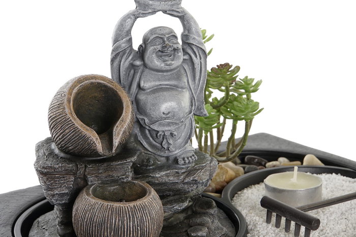 DKD Home Decor Fuente Oriental Buda Resina LED Negro Gris 2 Unidades 21 x 23 x 29 cm DKD Home Decor Fuente Oriental Buda Resina LED Negro Gris 2 Unidades 21 x 23 x 29 cm