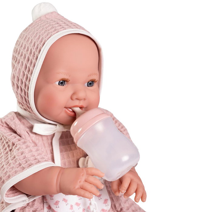 Muñecas Antonio Juan Muñeca Recién Nacida Mia 50417 que Hace Pipí y Cierra los Ojos, 42 cm, con Bañera, Capa y Bolsa de Transporte