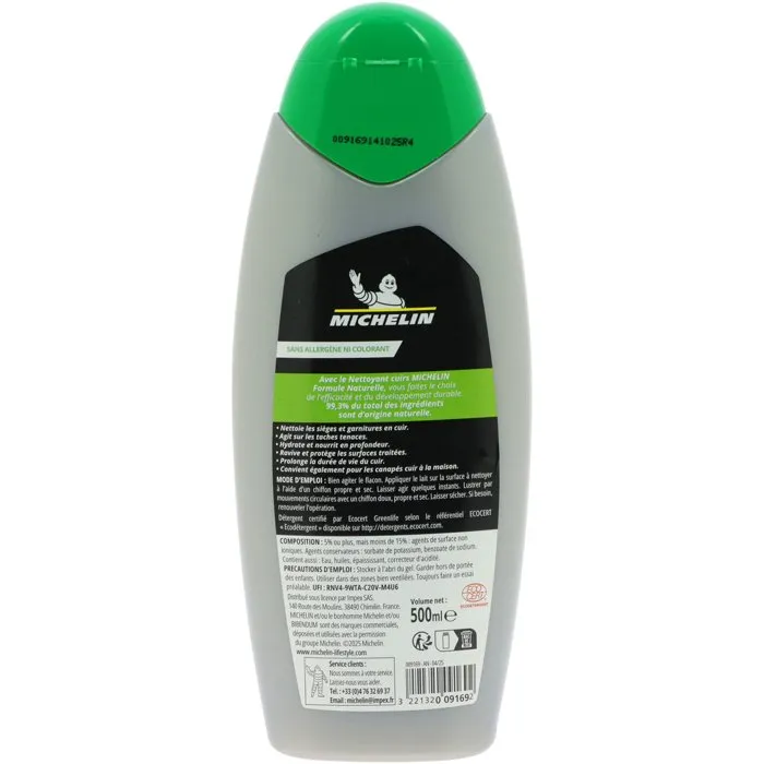 Michelin Limpiador de Cuero 500 ml - Hidrata, Nutre y Protege Asientos y Tapicerías