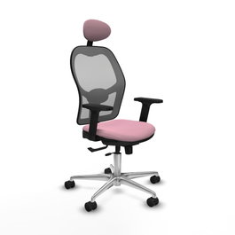 PIQUERAS Y CRESPO Silla de oficina Jorquera Rosa y Gris con mecanismo Sincro/Traslack
