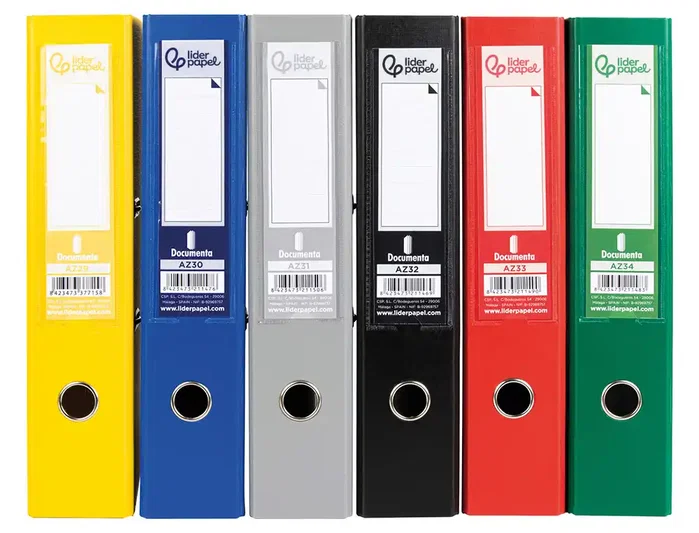 Liderpapel Archivador de palanca Classic forrado PVC lomo 75 mm colores surtidos