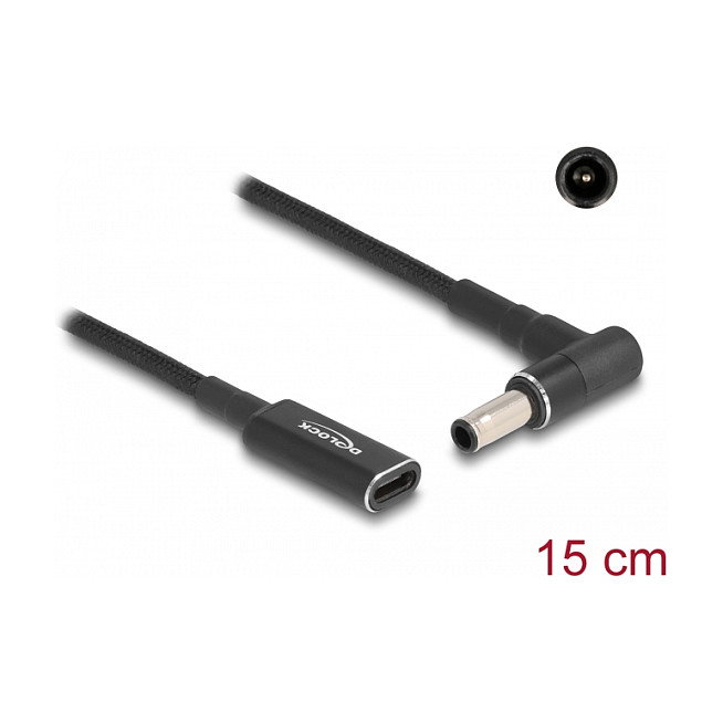 DeLOCK Adaptador de carga para portátil USB Type-C™ hembra a Samsung 5,5 x 3,0 mm macho 90° 15 cm