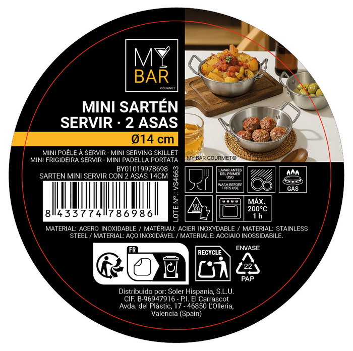 My Bar Mini sartén para servir con 2 asas de 14 cm