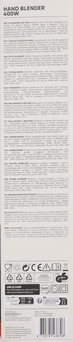 Masterchef Batidora de Mano y Pie Inox 400W 8 cm x 7 cm x 35.3 cm (8 Unidades)