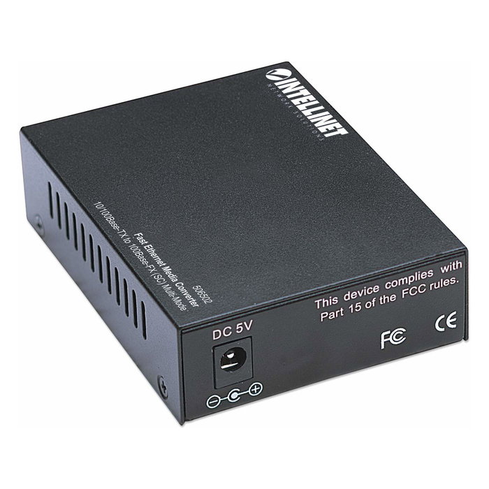 Intellinet Convertidor de Medios Fast Ethernet 10/100 FX/TX SC a RJ-45, 100 Mbit/s, 2000 m, Negro, Metal