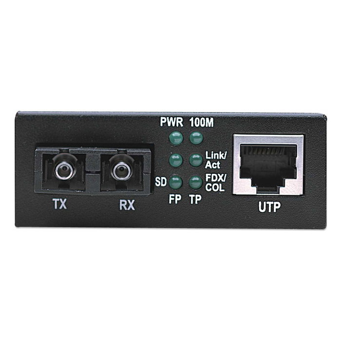 Intellinet Convertidor de Medios Fast Ethernet 10/100 FX/TX SC a RJ-45, 100 Mbit/s, 2000 m, Negro, Metal