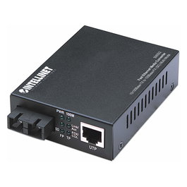 Intellinet Convertidor de Medios Fast Ethernet 10/100 FX/TX SC a RJ-45, 100 Mbit/s, 2000 m, Negro, Metal
