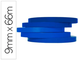 Q-connect Cinta Adhesiva Azul para Cerrar Bolsas, 66 m x 9 mm, para Máquinas Precintadoras, Rollo