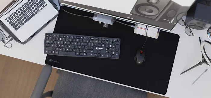 Natec Alfombrilla de ratón Colors Series Obsidian Negra 800x400 mm - Base antiderrapante y resistente al agua