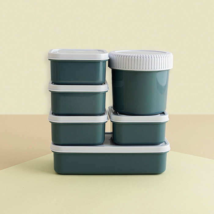 Set 7 Recipientes Herméticos Plástico Minimal Quid 3200 mL-500 mL-470 mL-200 mL