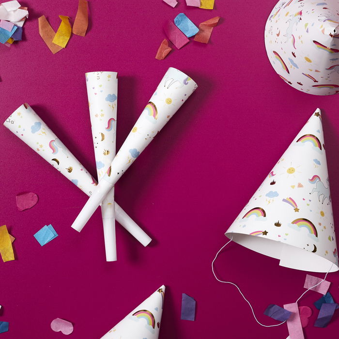 Party Time Juego De 6 Trompetas Fiesta Unicornio Licorne 20 cm