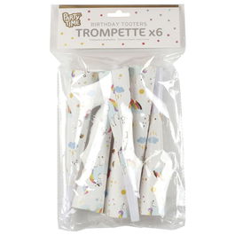 Party Time Juego De 6 Trompetas Fiesta Unicornio Licorne 20 cm