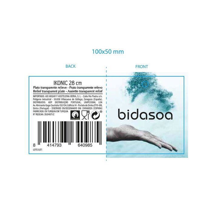 Plato Presentación Relieve Vidrio Ikonic Bidasoa 28 cm (12 Unidades)