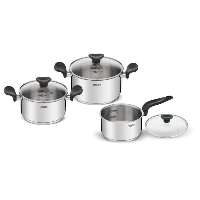 Tefal Batería de Cocina E308S674 - Cazo 16cm y Cacerolas 18cm y 20cm Tefal Batería de Cocina E308S674 - Cazo 16cm y Cacerolas 18cm y 20cm