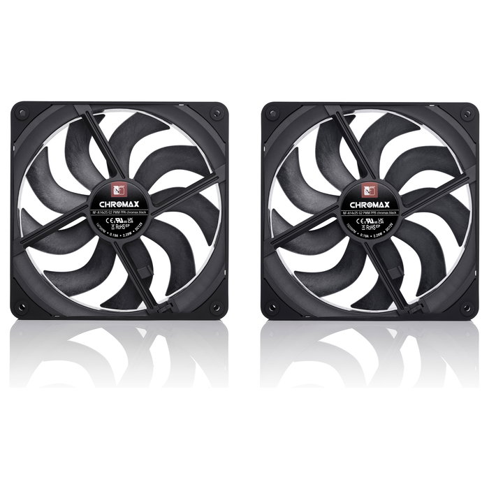 NOCTUA NF-A14x25 G2 PWM SX2-PP CHROMAX.BLACK Ventilador 140mm Negro 155.6 m³/h, 2 uds.