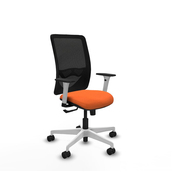 PIQUERAS Y CRESPO Silla de oficina Zulema con mecanismo Sincro, Tela Naranja y Malla Negra PIQUERAS Y CRESPO Silla de oficina Zulema con mecanismo Sincro, Tela Naranja y Malla Negra