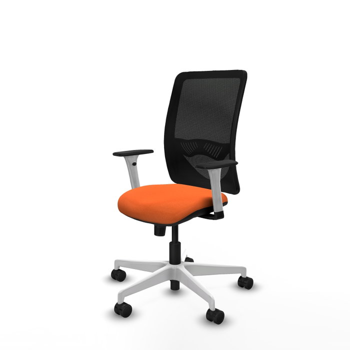 PIQUERAS Y CRESPO Silla de oficina Zulema con mecanismo Sincro, Tela Naranja y Malla Negra PIQUERAS Y CRESPO Silla de oficina Zulema con mecanismo Sincro, Tela Naranja y Malla Negra