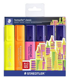 Marcador Fluor Staedtler 364 Textsurfer Surtido Estuche De 6 (4+2)
