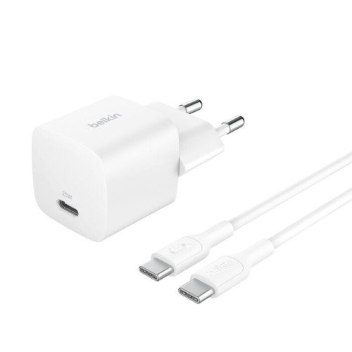 Belkin BoostCharge Cargador de Pared 25W USB-C con Cable USB-C a USB-C 1m Blanco
