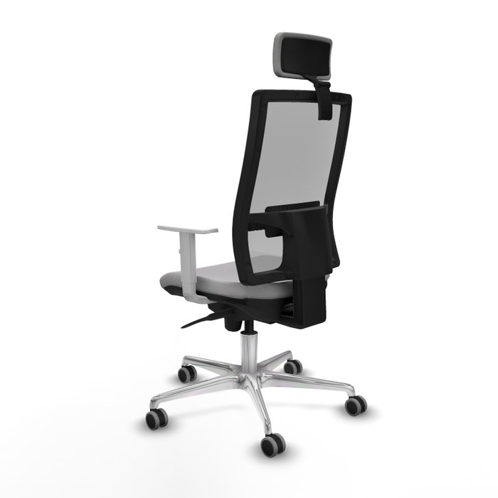PIQUERAS Y CRESPO Silla de oficina Horna Gris con mecanismo Sincro y reposabrazos blancos PIQUERAS Y CRESPO Silla de oficina Horna Gris con mecanismo Sincro y reposabrazos blancos