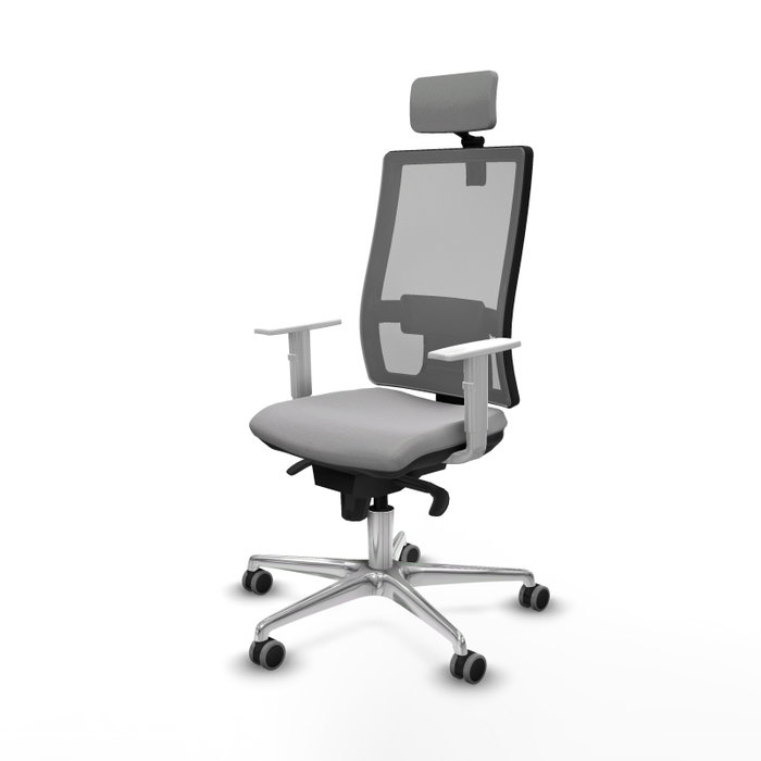 PIQUERAS Y CRESPO Silla de oficina Horna Gris con mecanismo Sincro y reposabrazos blancos PIQUERAS Y CRESPO Silla de oficina Horna Gris con mecanismo Sincro y reposabrazos blancos