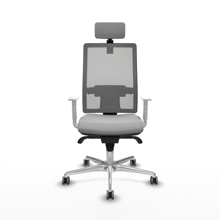 PIQUERAS Y CRESPO Silla de oficina Horna Gris con mecanismo Sincro y reposabrazos blancos PIQUERAS Y CRESPO Silla de oficina Horna Gris con mecanismo Sincro y reposabrazos blancos