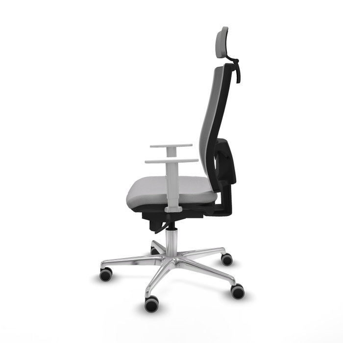PIQUERAS Y CRESPO Silla de oficina Horna Gris con mecanismo Sincro y reposabrazos blancos PIQUERAS Y CRESPO Silla de oficina Horna Gris con mecanismo Sincro y reposabrazos blancos