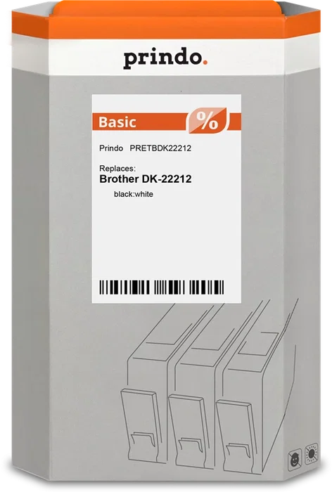 Prindo Etiquetas compatibles Brother DK-22212 Continuas 62mm x 15,24m Negro sobre blanco