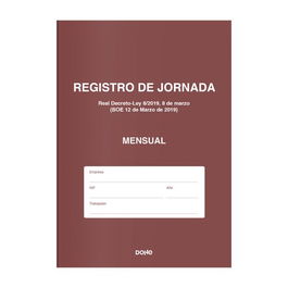 Libro Registro De Jornada Laboral Dohe A4 Natural 6H