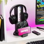 PALADONE Soporte Auriculares 3 en 1 con Carga, Base para Mando y Luz RGB Cambiante - Estación para Fortnite