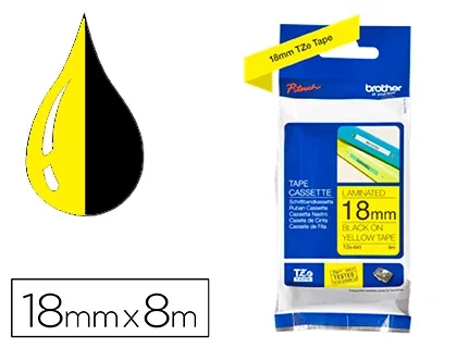Brother TZe-641 Cinta Laminada 18mm Negro sobre Amarillo Brother TZe-641 Cinta Laminada 18mm Negro sobre Amarillo