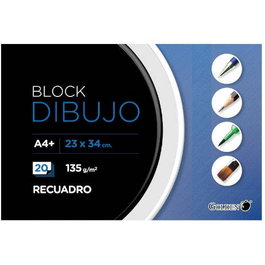 Golden Cuaderno de Dibujo A4+ 135 gr con 20 Hojas y Recuadro