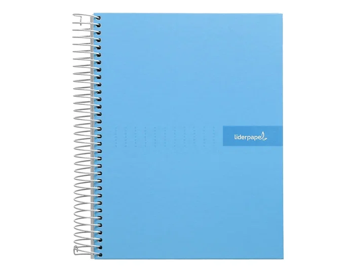 Cuaderno Espiral Liderpapel A4 Crafty Tapa Forrada 80H 90 gr Cuadro 4 mm Con Margen Color Celeste