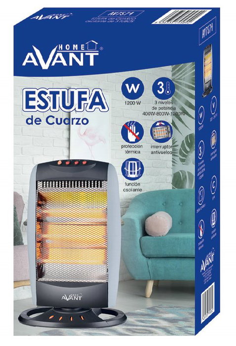 AVANT Estufa de cuarzo Avant 1200W con 3 tubos