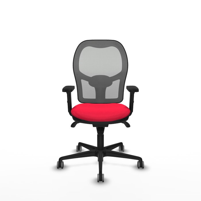 PIQUERAS Y CRESPO Silla de oficina Jorquera con mecanismo Sincro, tela roja y malla gris