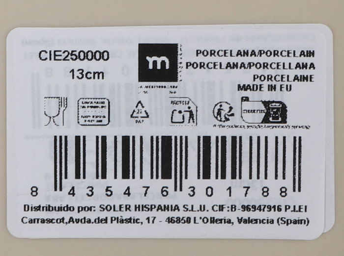 La Mediterranea Bol Ivory Brillo 13 cm x 13 cm "Cies" (12 Unidades)