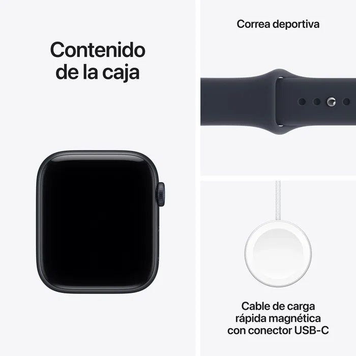Apple Watch SE 3 GPS 44mm Aluminio Medianoche y Correa Deportiva Azul Marino S/M